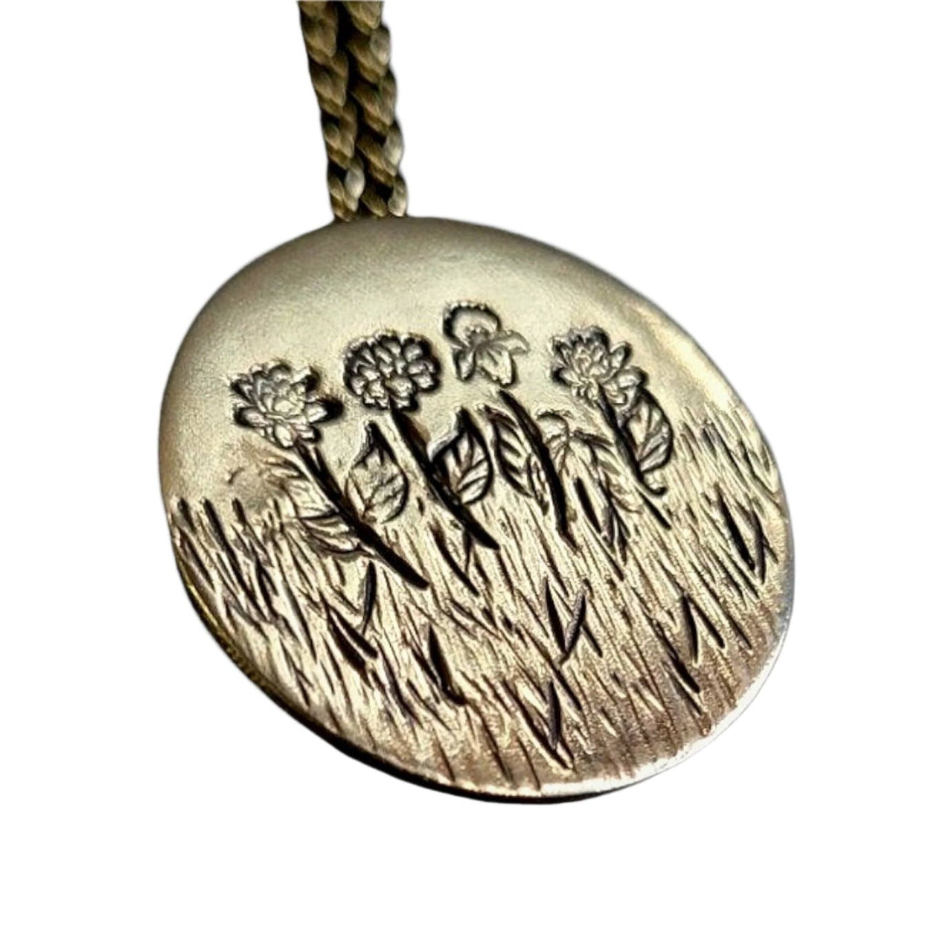 Personalized birth flower garden necklace in 14K Gold.