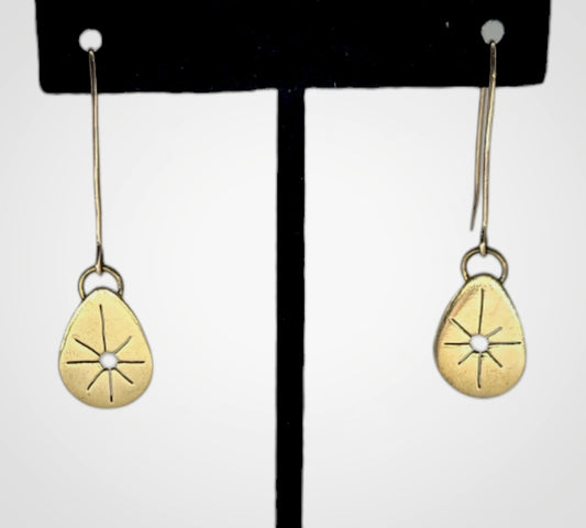 Gold Sun drop earrings that remind you to practice optimism.