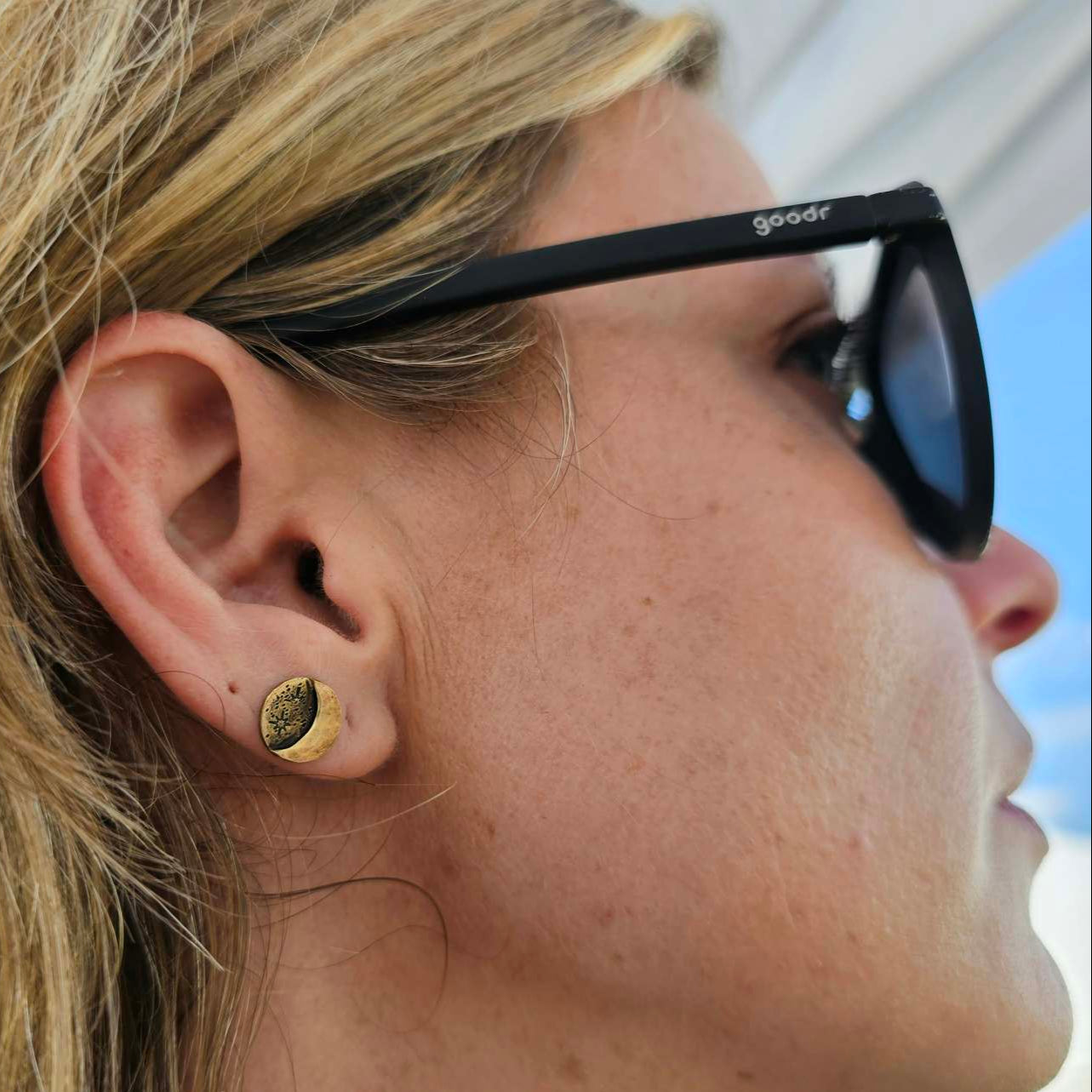 Jaclyn Nicole Gold Written in the Stars Earring Stud on Woman