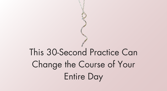 Calming jewelry necklace with text of the blog article title.
