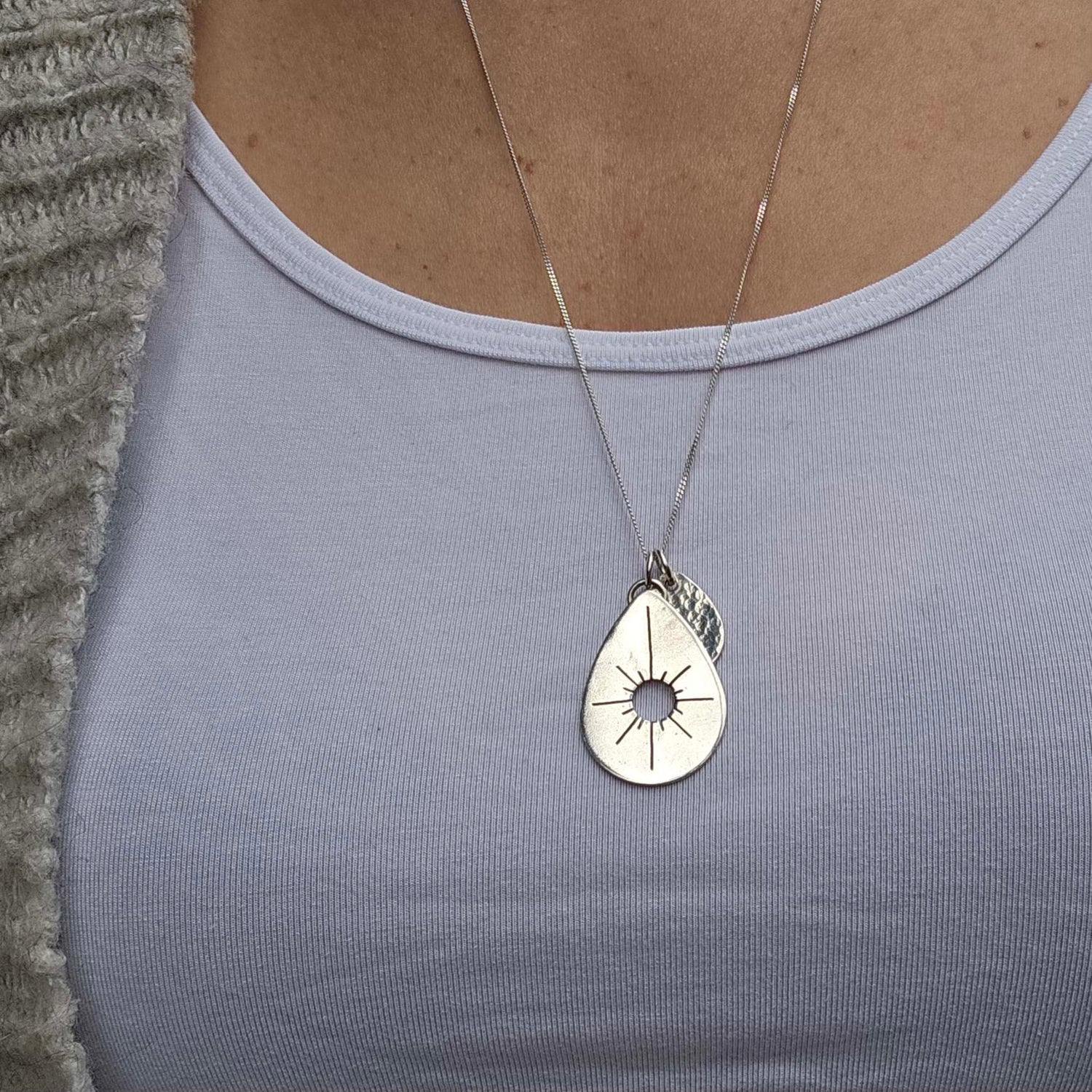Silver Sun Drop Necklace