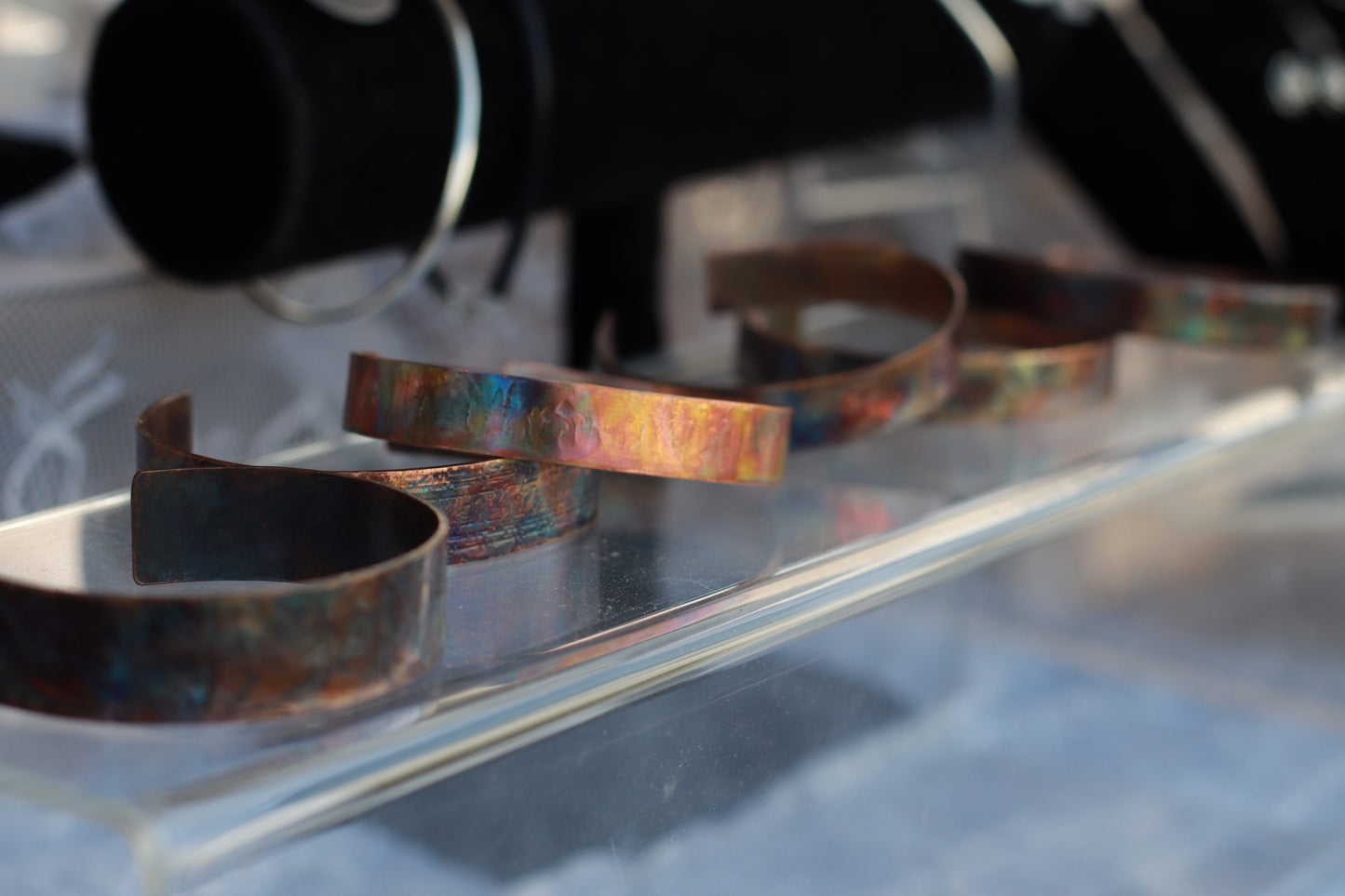 flame painted copper cuff bracelets