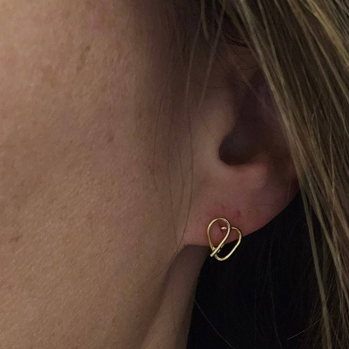 Self love key heart earrings in 14K Gold