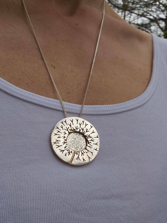 One of a kind handcrafted dandelion necklace