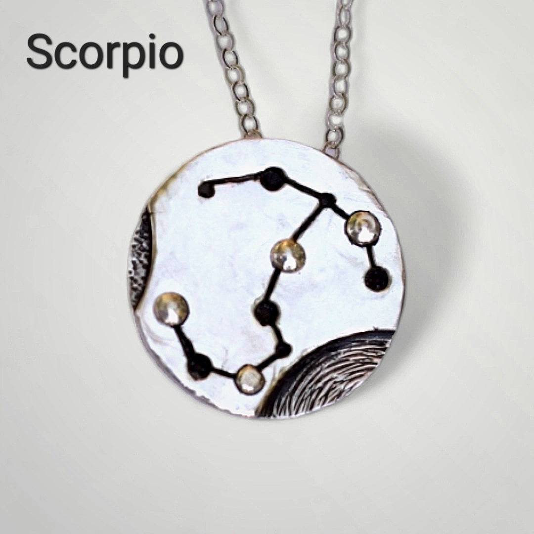 Silver Scorpio zodiac necklace by inspirational jewelry artist Jaclyn Nicole