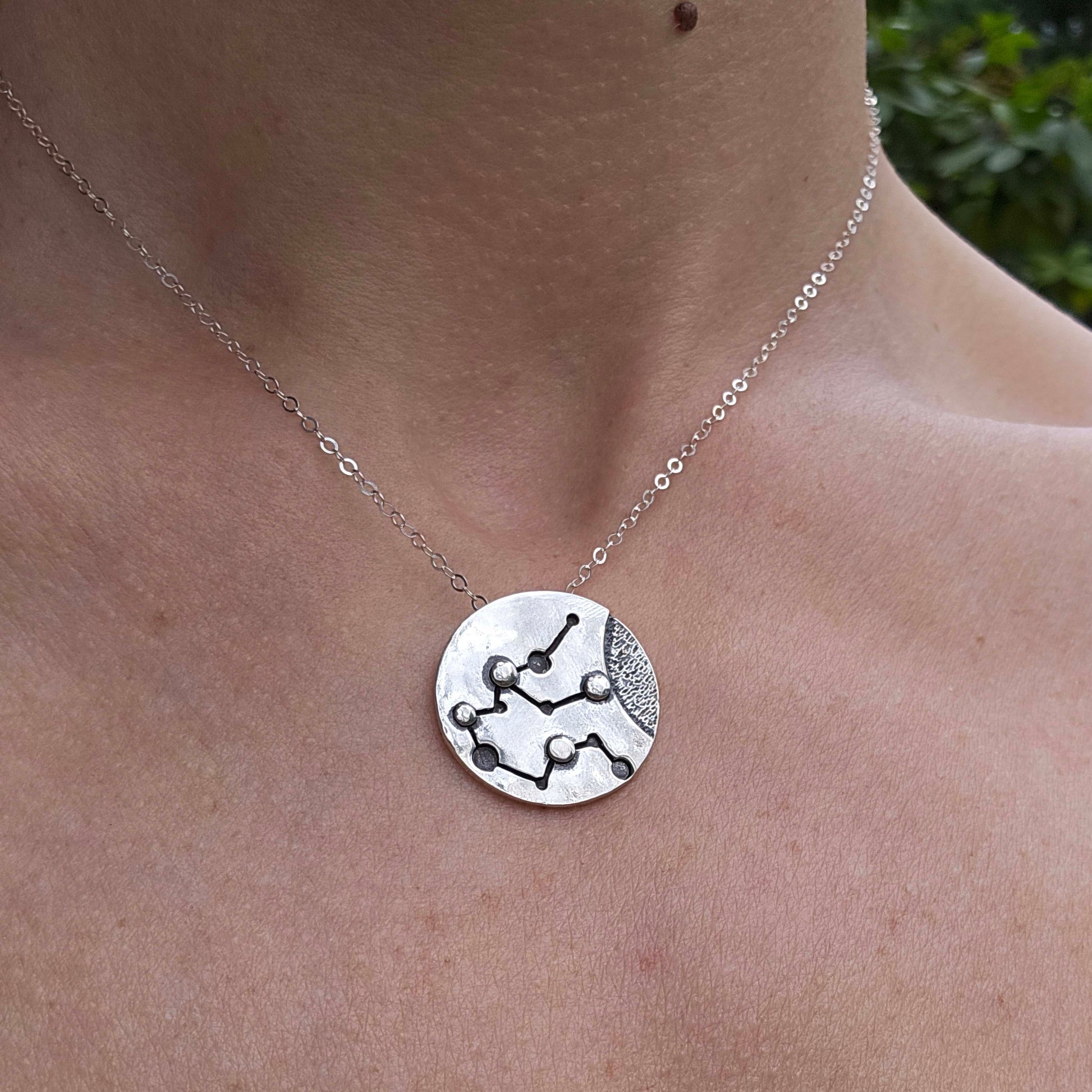 Silver Aquarius zodiac necklace