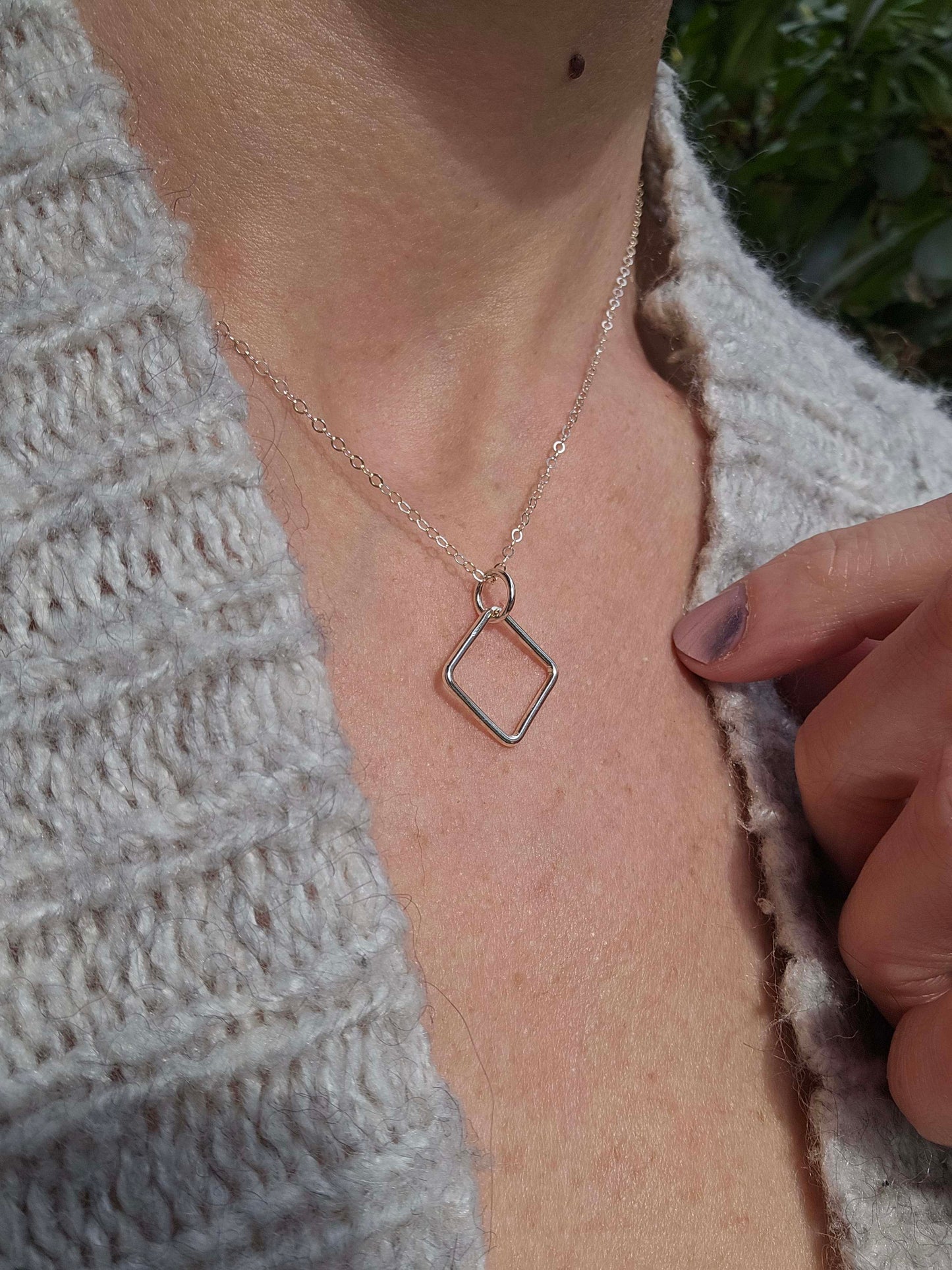 Sterling silver Box Breathing Necklace