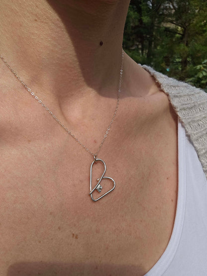 Silver self love key necklace