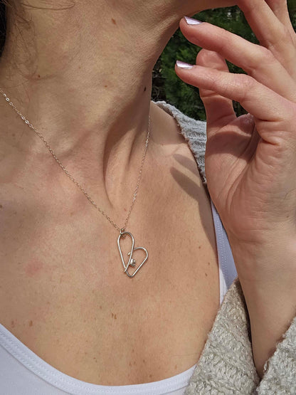 Silver self love key necklace