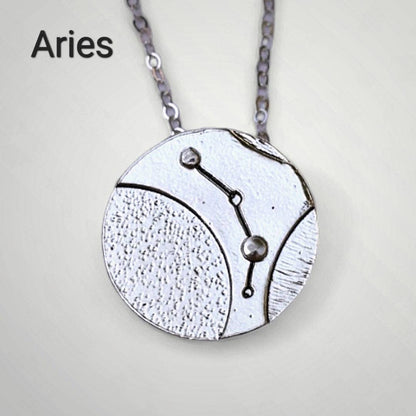Silver Aries zodiac necklace by inspirational jewelry artist Jaclyn Nicole