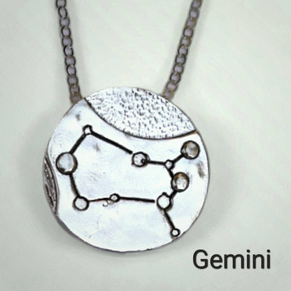 Silver Gemini zodiac necklace by inspirational jewelry artist Jaclyn Nicole