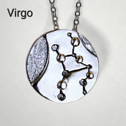Silver Virgo zodiac necklace by inspirational jewelry artist Jaclyn Nicole