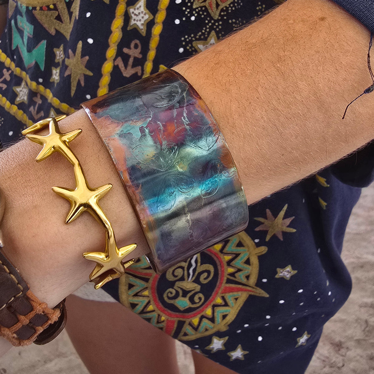 Flame Painted Copper Bracelet