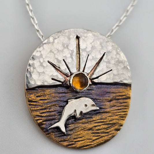 Sunset Dolphin Necklace - OOAK