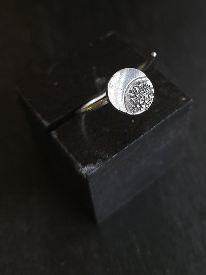star and moon ring in sterling silver